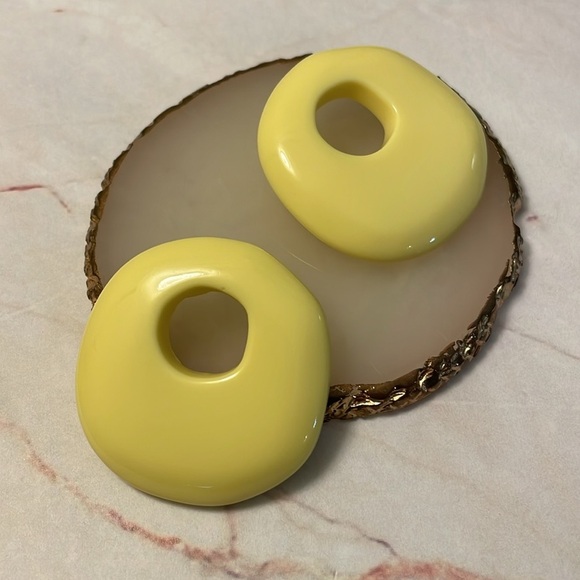 Zara Yellow Acrylic Small Hoops - Picture 4 of 10